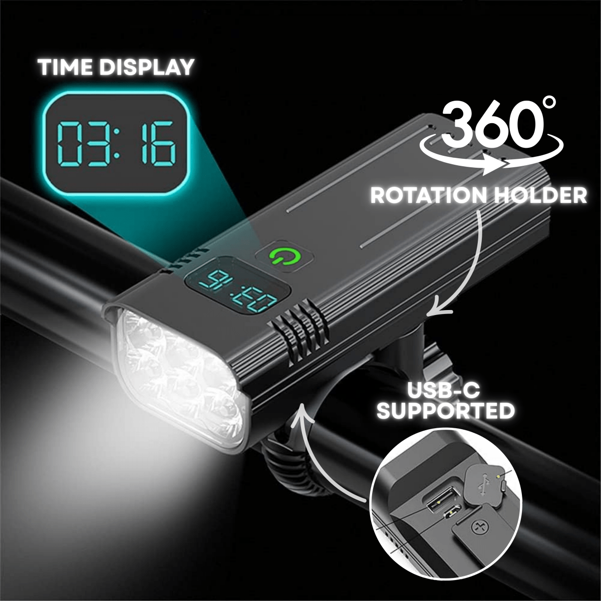5000 Lumen Bike Light with 12 LEDs