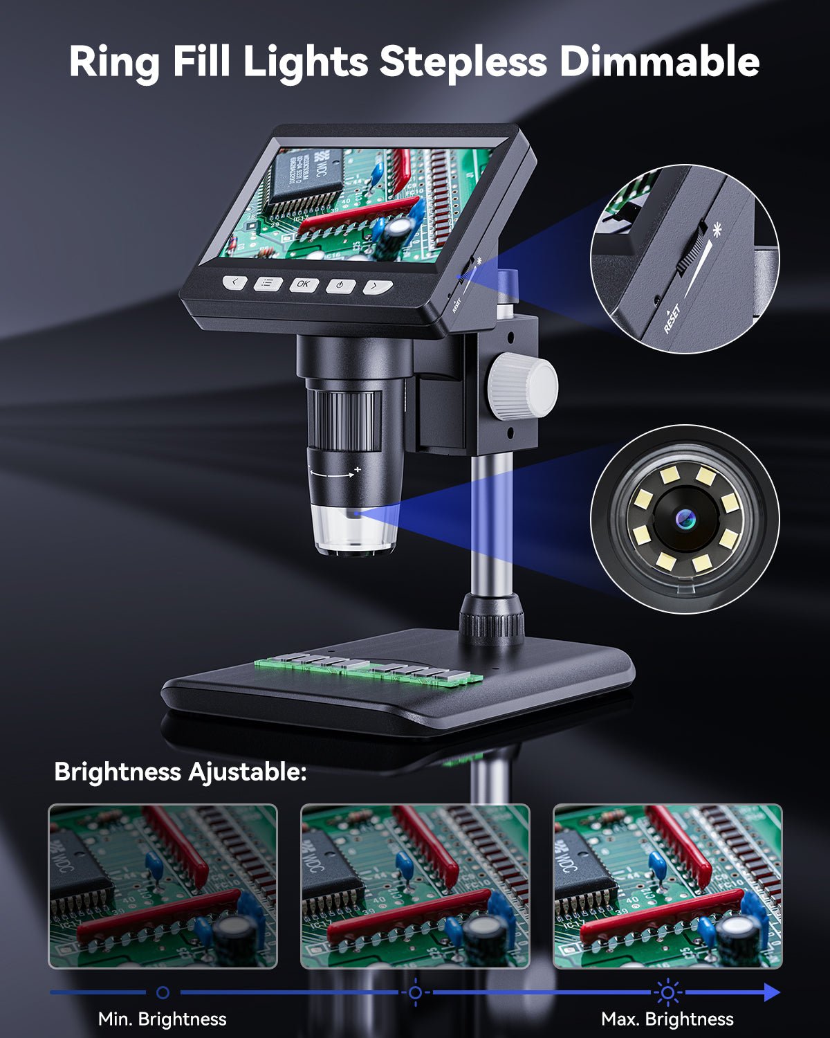 4.3 Inch Digital Soldering Microscope for Electronics Repair