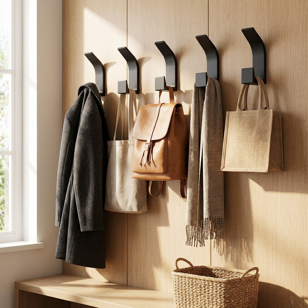 5-Pack Self-Adhesive Wall Hooks For Coats lifestyle photo