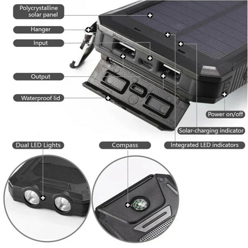 500000mAh Solar Charger Waterproof Power Bank