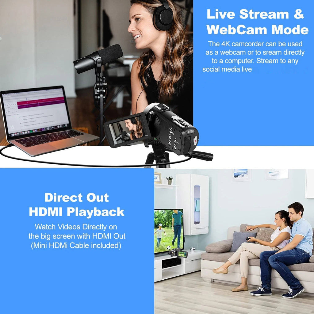 4K Video Camera Camcorder for YouTube Vlogging