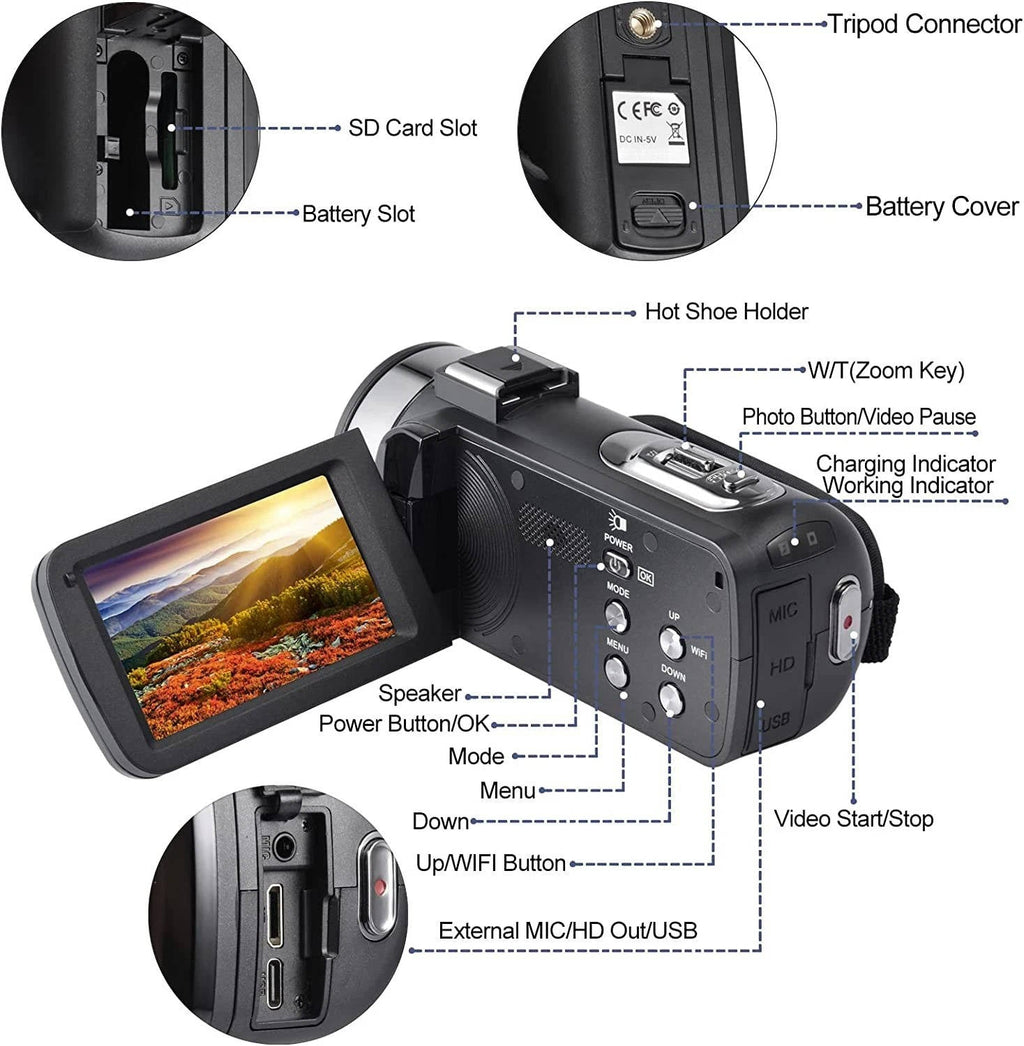 4K Video Camera Camcorder for YouTube Vlogging